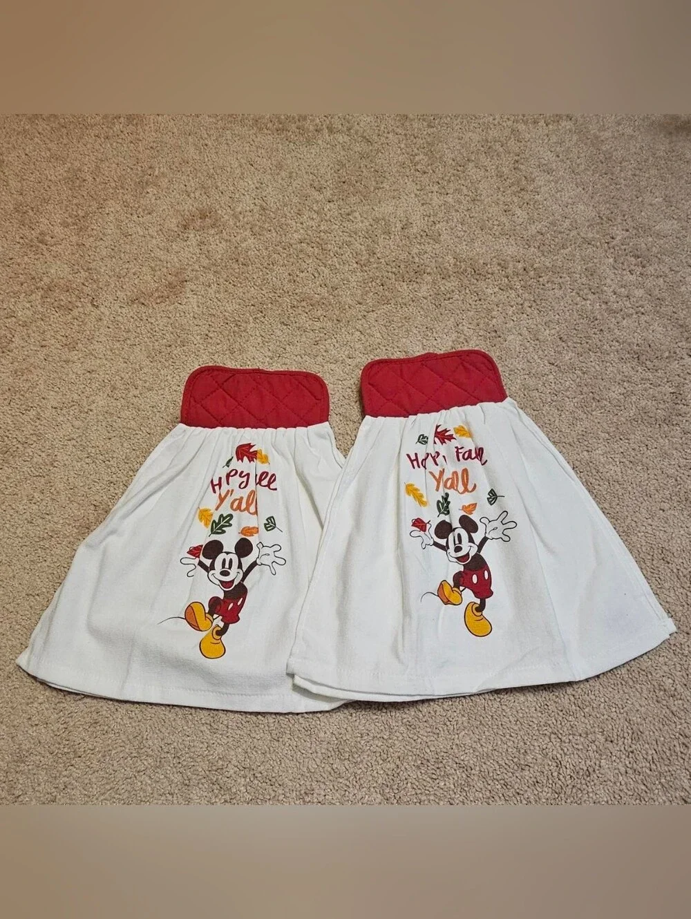 2 Handcrafted Potholders Attached To Towels | Disney | Mickey Mouse